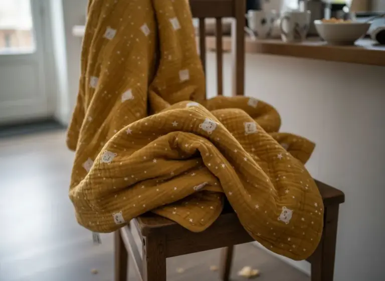 Photo de Zébulon, doudou lange jaune moutarde à étoiles